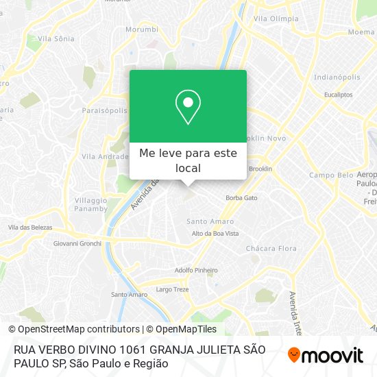 RUA VERBO DIVINO  1061 GRANJA JULIETA  SÃO PAULO SP mapa