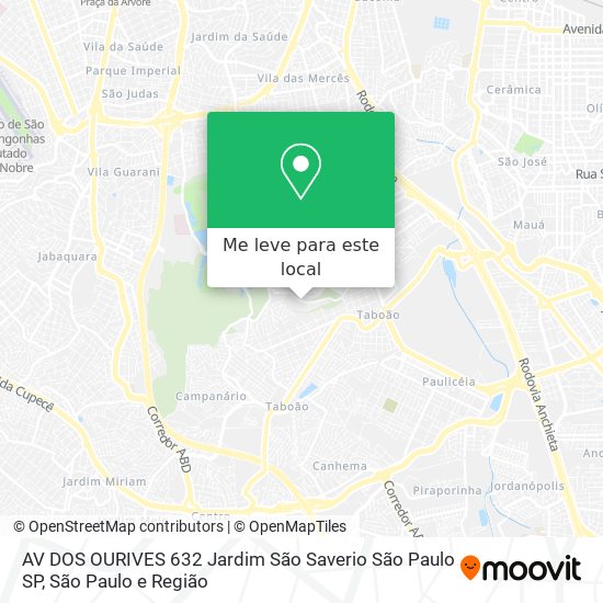 AV DOS OURIVES  632   Jardim São Saverio   São Paulo   SP mapa