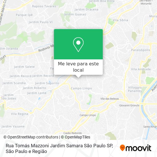 Rua Tomás Mazzoni   Jardim Samara  São Paulo   SP mapa