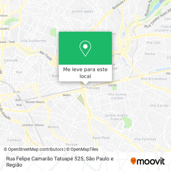 Rua Felipe Camarão  Tatuapé  525 mapa