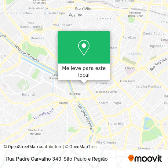 Rua Padre Carvalho 340 mapa