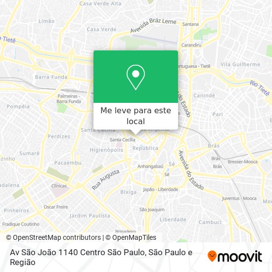 Av  São João  1140   Centro  São Paulo mapa