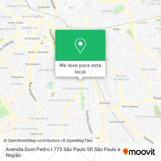 Avenida Dom Pedro I  773 São Paulo SP mapa