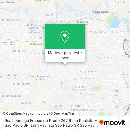 Rua Lourenço Franco do Prado  267   Itaim Paulista – São Paulo SP   Itaim Paulista São Paulo SP mapa