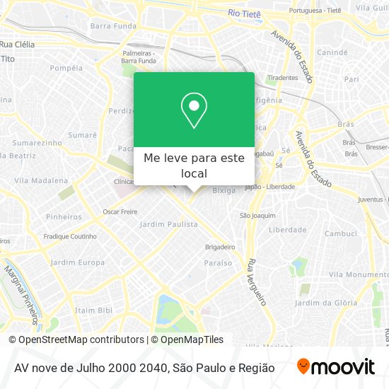 AV nove de Julho  2000 2040 mapa