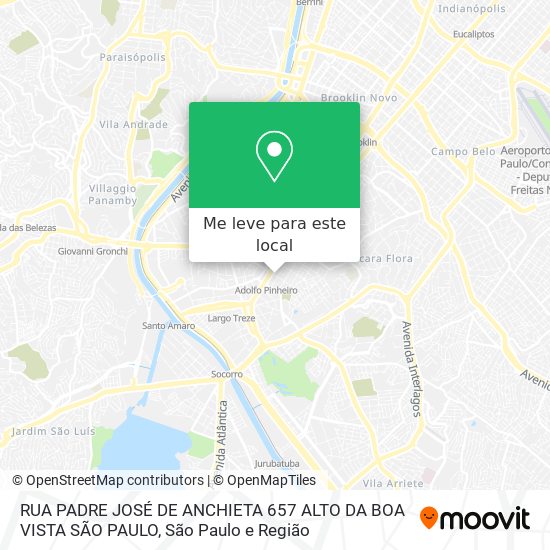 RUA PADRE JOSÉ DE ANCHIETA  657   ALTO DA BOA VISTA   SÃO PAULO mapa