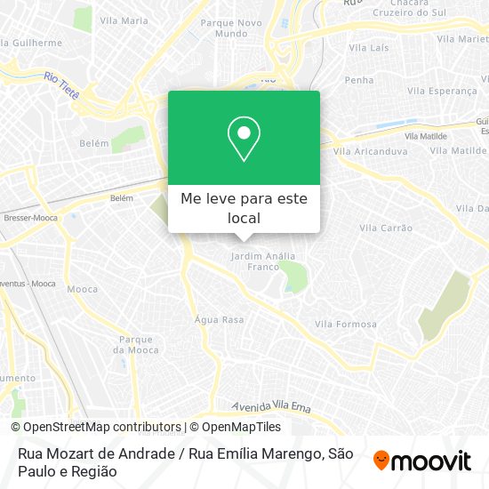 Rua Mozart de Andrade / Rua Emília Marengo mapa
