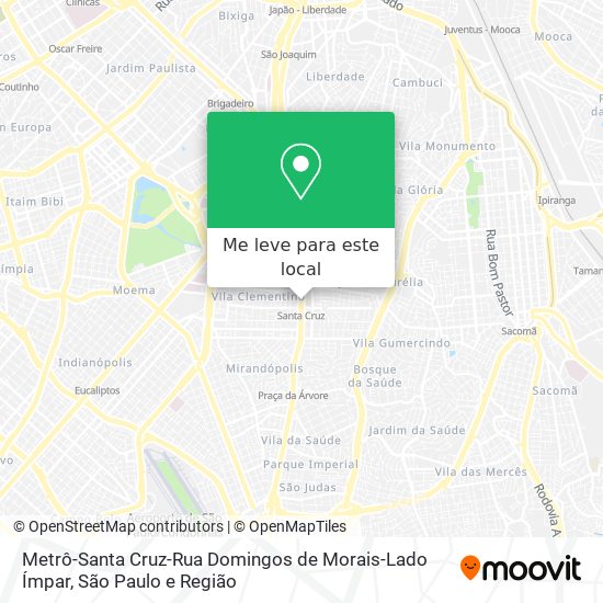 Metrô-Santa Cruz-Rua Domingos de Morais-Lado Ímpar mapa