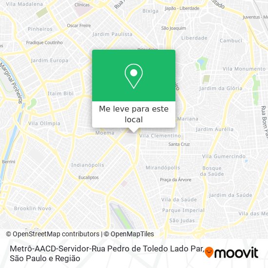 Metrô-AACD-Servidor-Rua Pedro de Toledo Lado Par mapa
