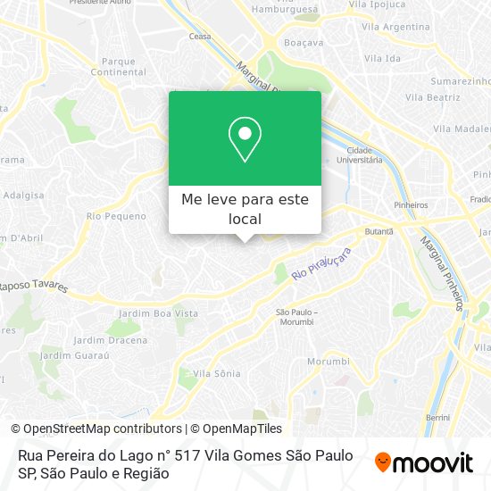 Rua Pereira do Lago n° 517   Vila Gomes   São Paulo   SP mapa