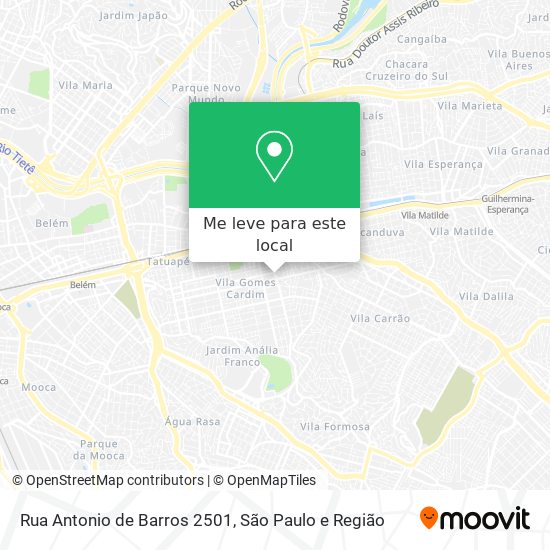 Rua Antonio de Barros 2501 mapa
