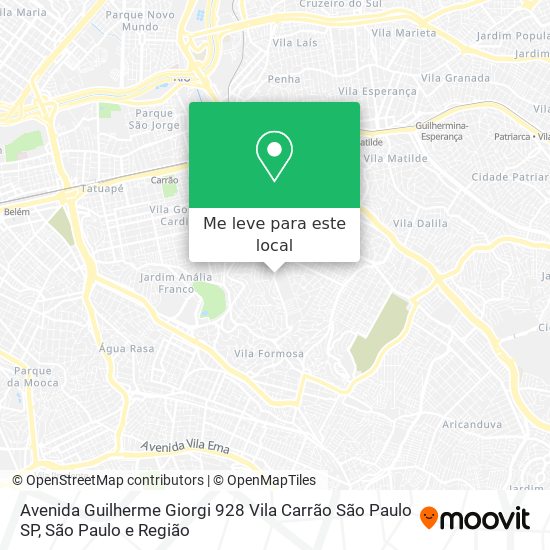 Avenida Guilherme Giorgi  928   Vila Carrão   São Paulo   SP mapa