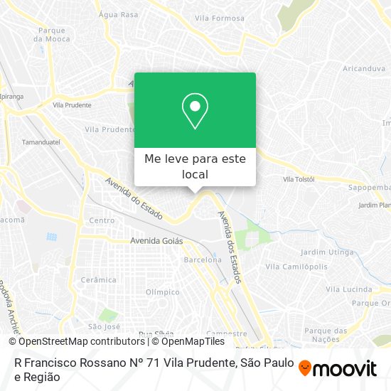 R  Francisco Rossano  Nº 71   Vila Prudente mapa