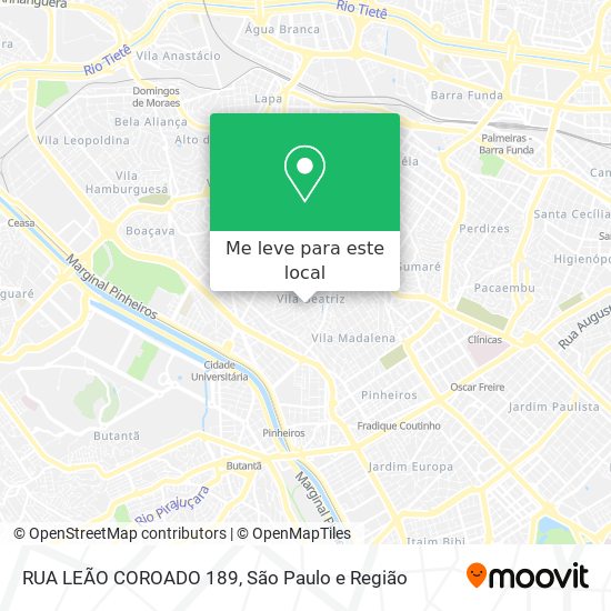 RUA LEÃO COROADO 189 mapa