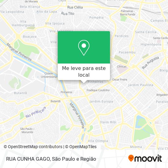 RUA CUNHA GAGO mapa