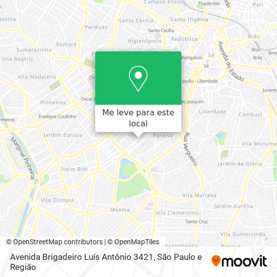 Avenida Brigadeiro Luís Antônio 3421 mapa