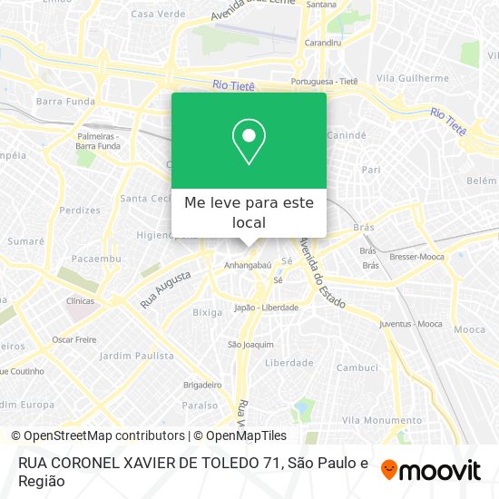 RUA CORONEL XAVIER DE TOLEDO 71 mapa