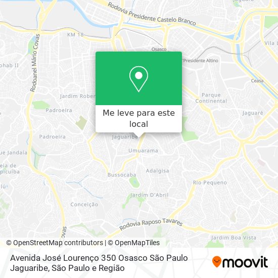 Avenida José Lourenço  350  Osasco   São Paulo   Jaguaribe mapa