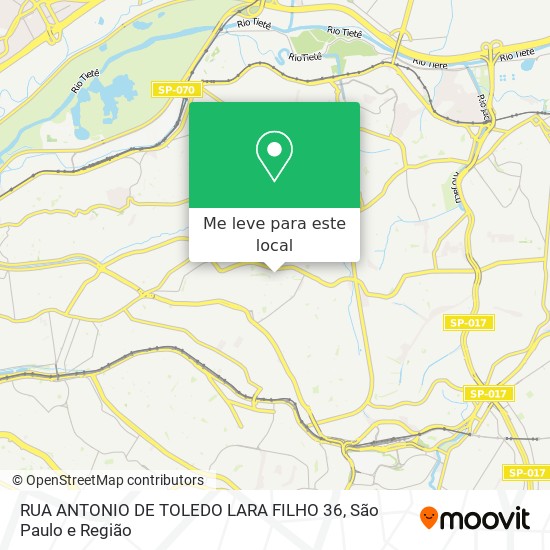 RUA ANTONIO DE TOLEDO LARA FILHO 36 mapa