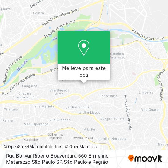Rua Bolivar Ribeiro Boaventura  560   Ermelino Matarazzo   São Paulo   SP mapa