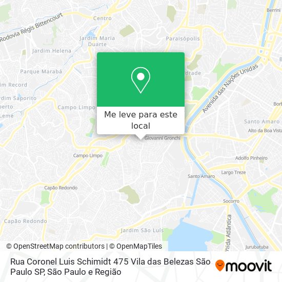 Rua Coronel Luis Schimidt  475   Vila das Belezas   São Paulo   SP mapa
