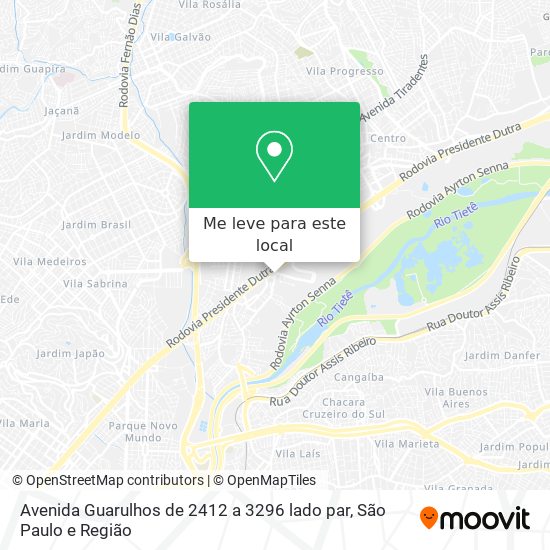 Avenida Guarulhos  de 2412 a 3296   lado par mapa