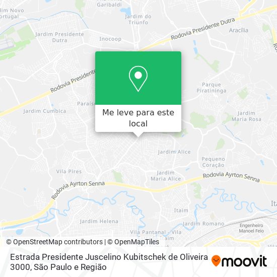 Estrada Presidente Juscelino Kubitschek de Oliveira 3000 mapa