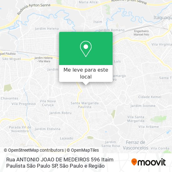 Rua ANTONIO JOAO DE MEDEIROS  596   Itaim Paulista   São Paulo   SP mapa