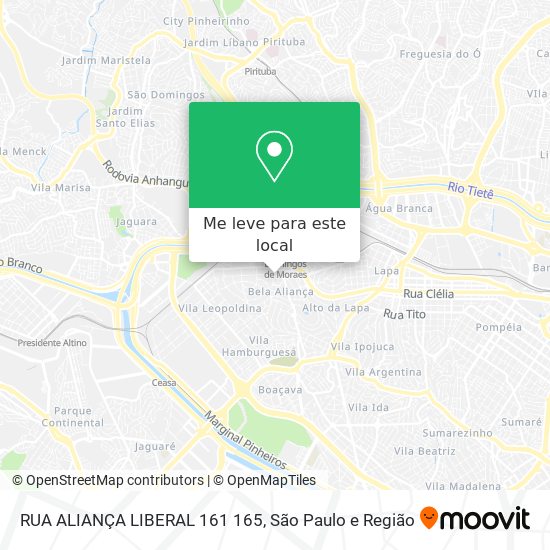 RUA ALIANÇA LIBERAL  161 165 mapa