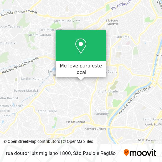 rua doutor luiz migliano 1800 mapa