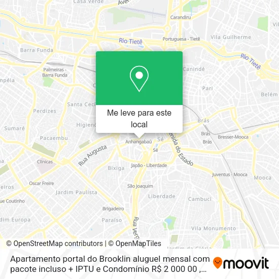 Apartamento portal do Brooklin   aluguel mensal com pacote incluso + IPTU e Condomínio R$ 2 000 00 mapa