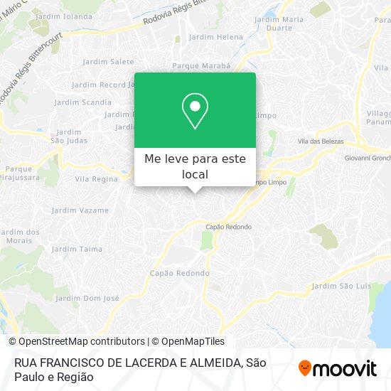 RUA FRANCISCO DE LACERDA E ALMEIDA mapa