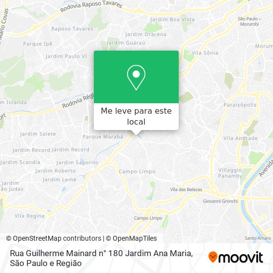 Rua Guilherme Mainard  n° 180   Jardim Ana Maria mapa