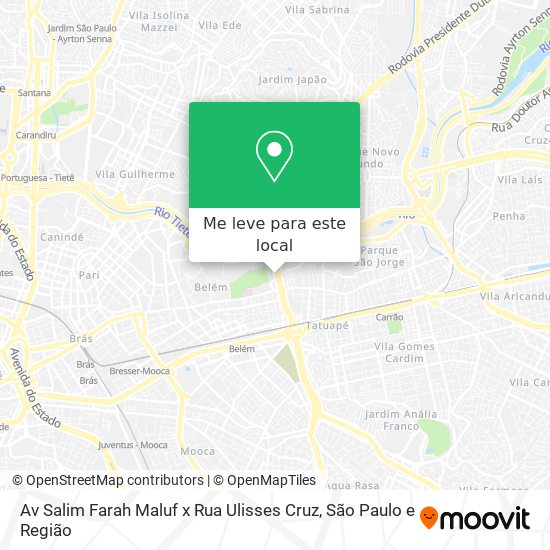 Av Salim Farah Maluf x Rua Ulisses Cruz mapa