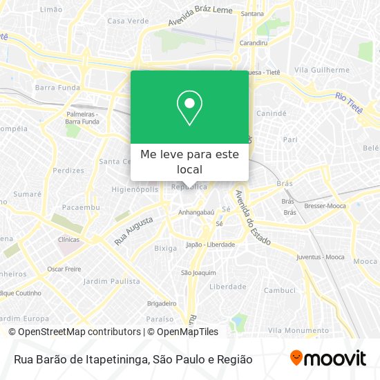 Rua Barão de Itapetininga mapa