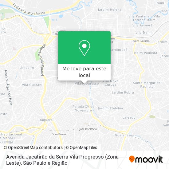 Avenida Jacatirão da Serra   Vila Progresso (Zona Leste) mapa