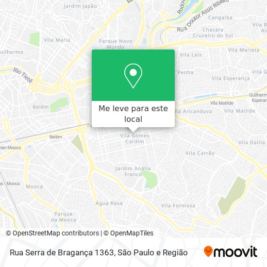 Rua Serra de Bragança 1363 mapa