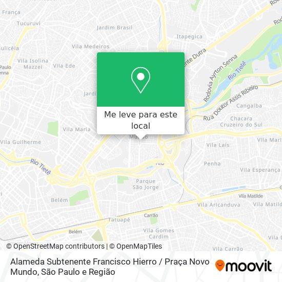 Alameda Subtenente Francisco Hierro / Praça Novo Mundo mapa