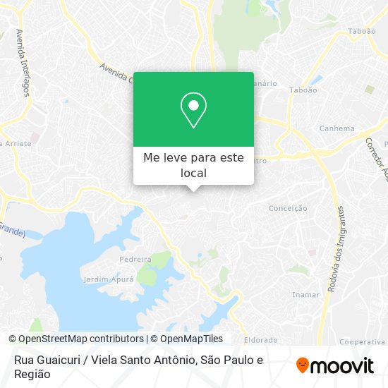 Rua Guaicuri / Viela Santo Antônio mapa