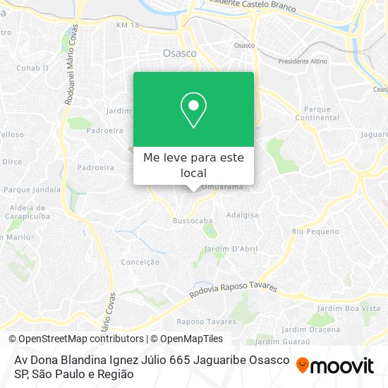 Av  Dona Blandina Ignez Júlio  665   Jaguaribe   Osasco   SP mapa