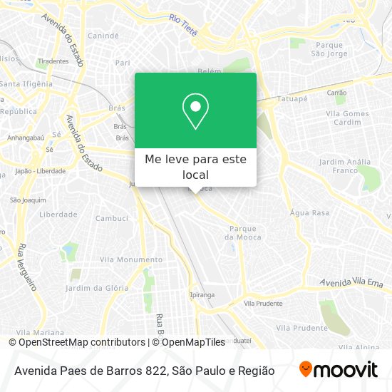 Avenida Paes de Barros 822 mapa