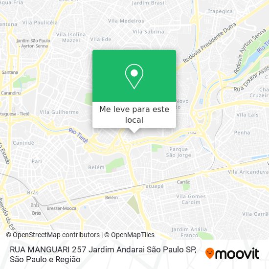 RUA MANGUARI  257   Jardim Andarai   São Paulo   SP mapa