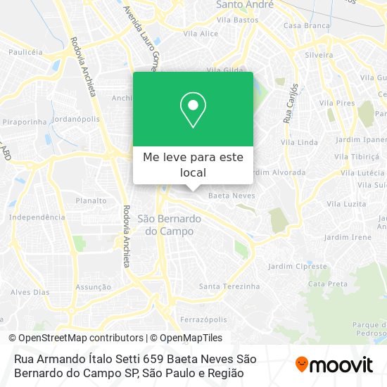 Rua Armando Ítalo Setti  659   Baeta Neves   São Bernardo do Campo   SP mapa