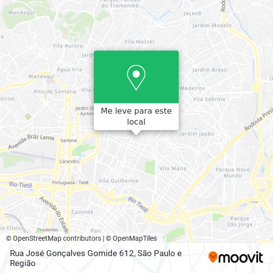 Rua José Gonçalves Gomide  612 mapa