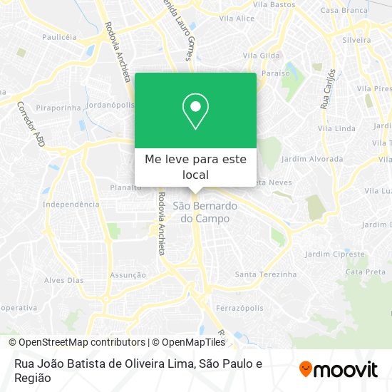 Rua João Batista de Oliveira Lima mapa