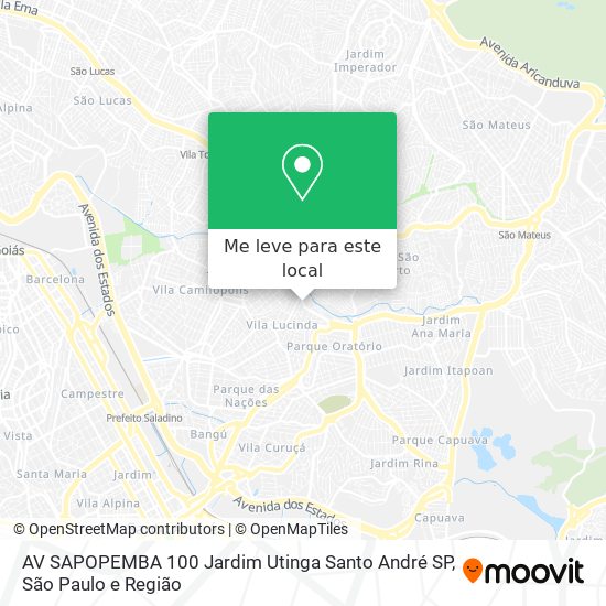 AV SAPOPEMBA  100   Jardim Utinga   Santo André   SP mapa