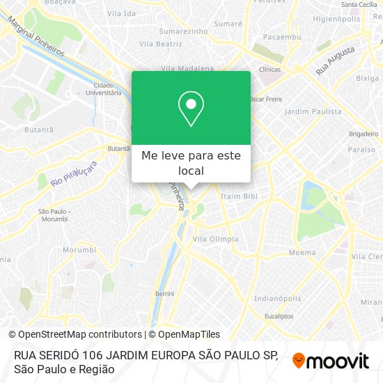 RUA SERIDÓ  106 JARDIM EUROPA SÃO PAULO SP mapa