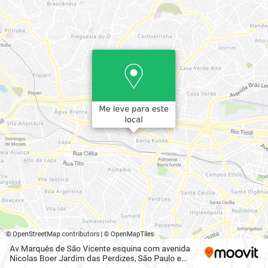 Av  Marquês de São Vicente   esquina com avenida Nicolas Boer Jardim das Perdizes mapa