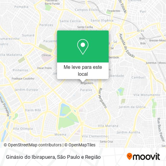 Ginásio do Ibirapuera mapa