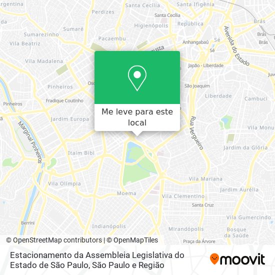 Estacionamento da Assembleia Legislativa do Estado de São Paulo mapa
